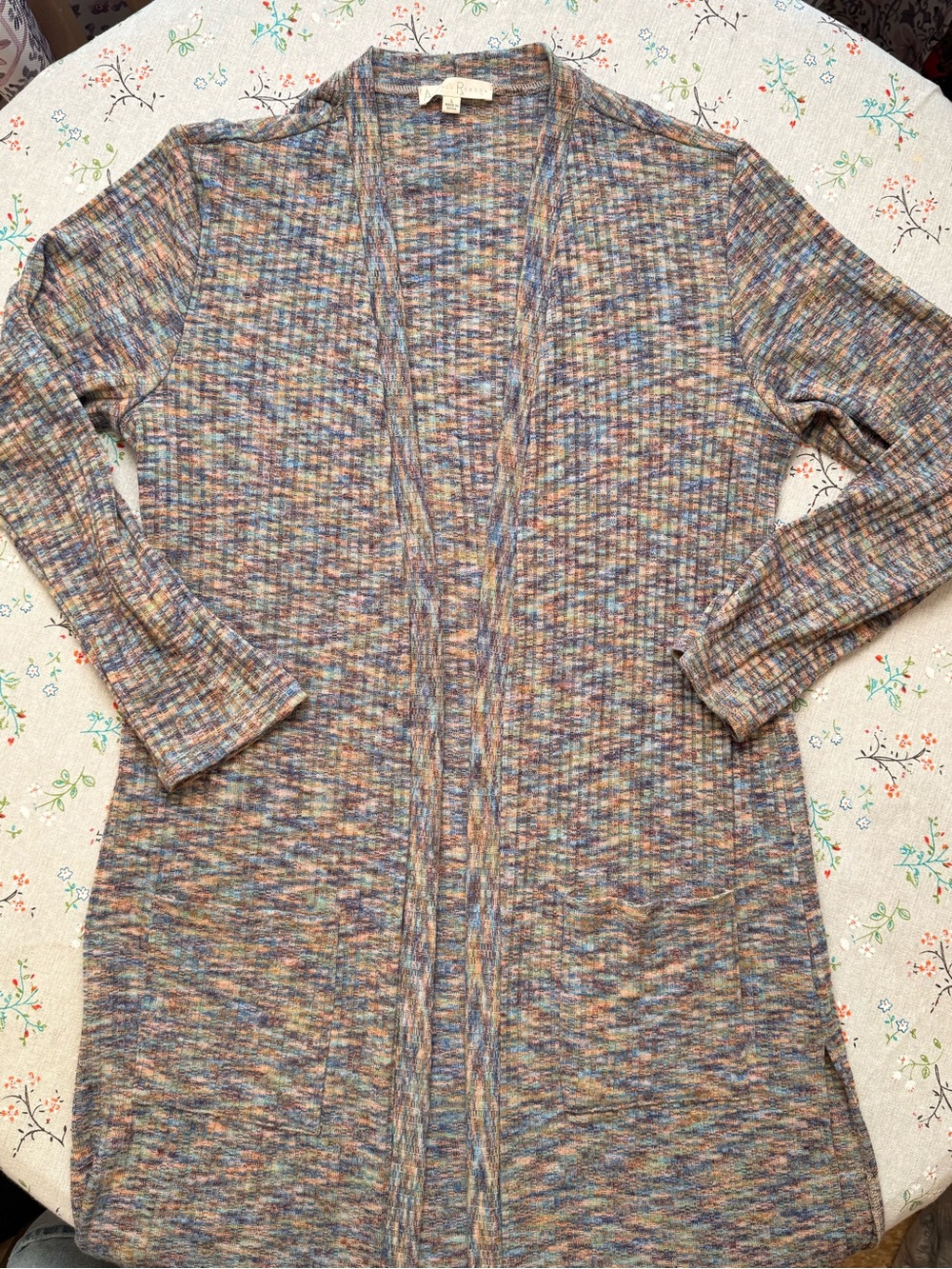 Lightweight Multicolor Open-Front Long Cardigan